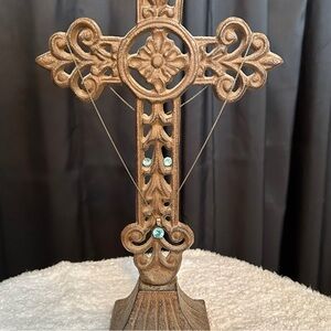 Vintage blue pendant 18” necklace and matching earrings